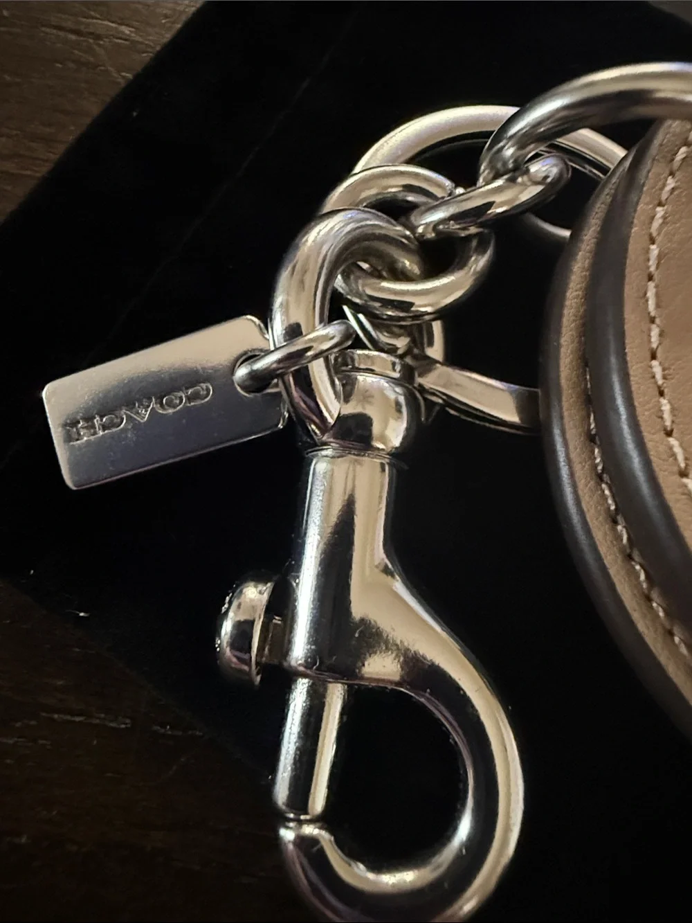Coach Leather 'C' Logo Keyring Keychain/Mirror